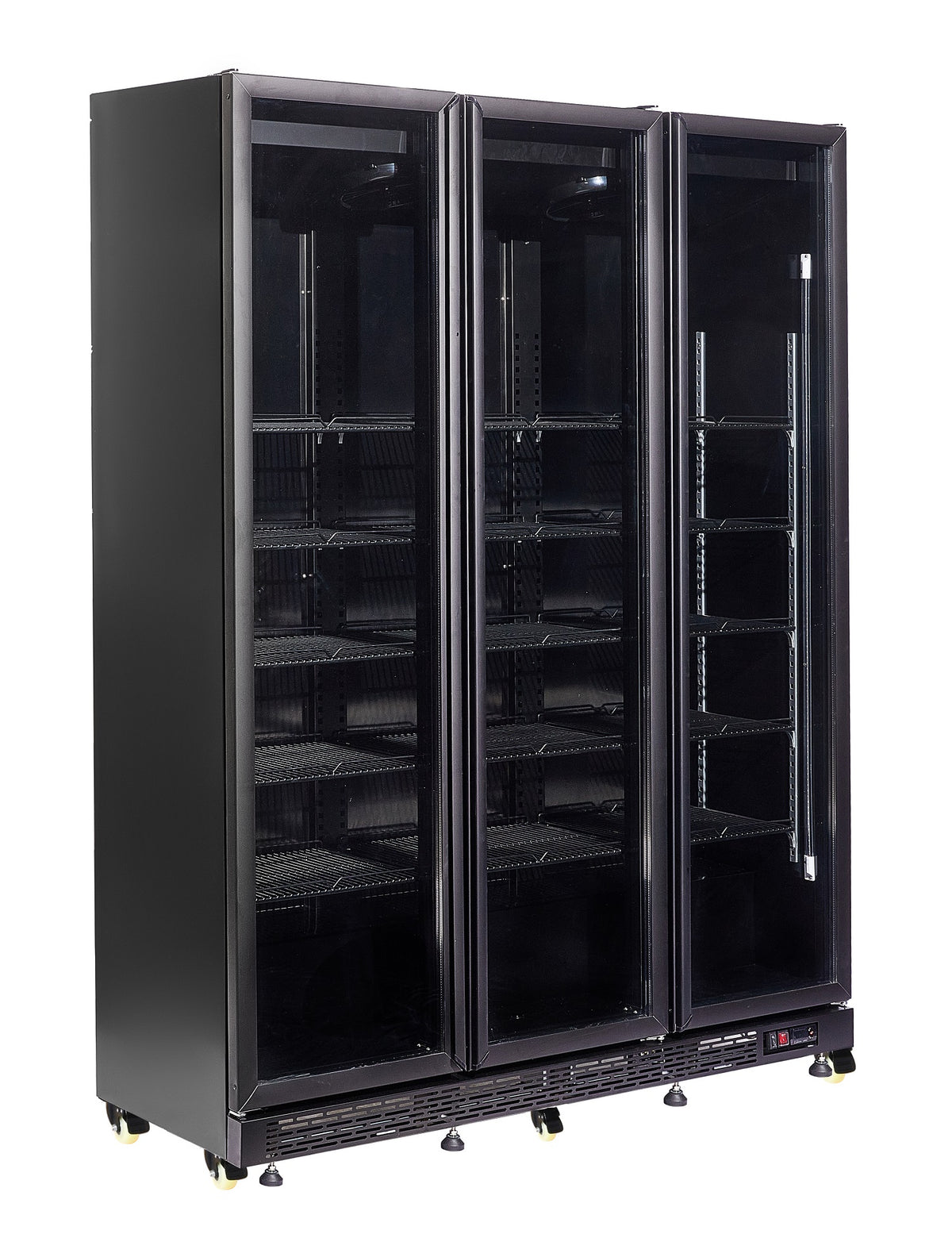 Kjøleskap 3 glassdører NAP-1200, sort, 1600x600x2100 mm