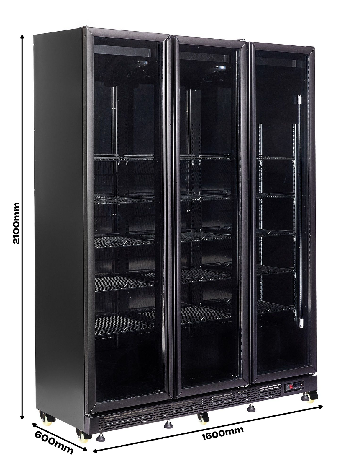Kjøleskap 3 glassdører NAP-1200 HT med dørvarme, sort, 1600x600x2100 mm – bilde 17