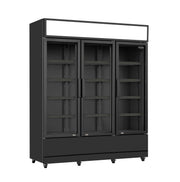 Kjøleskap 3 glassdører FCU-1200 BL, sort, 1600x610x1973 mm