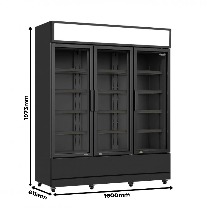 Kjøleskap 3 glassdører FCU-1200 BL, sort, 1600x610x1973 mm – bilde 17