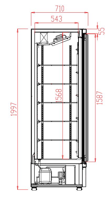 Kjøleskap 1 glassdør jde-600r