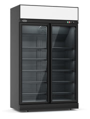 Fryseskap 2 glassdører INS-1000F BL, sort, 1253x710x2092 mm