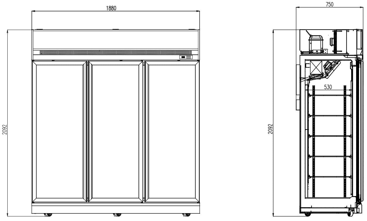 Fryseskap 3 glassdører ins-1530f