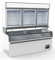 Veggmontert fryserenhet med 3 glassdører, hvit, 2104x890x2110 mm