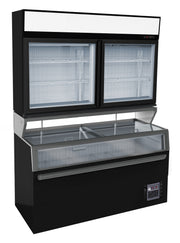 Veggmontert fryserenhet med 2 glassdører, sort, 1454x890x2110 mm