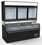 Veggmontert fryserenhet med 3 glassdører, sort, 2104x890x2110 mm