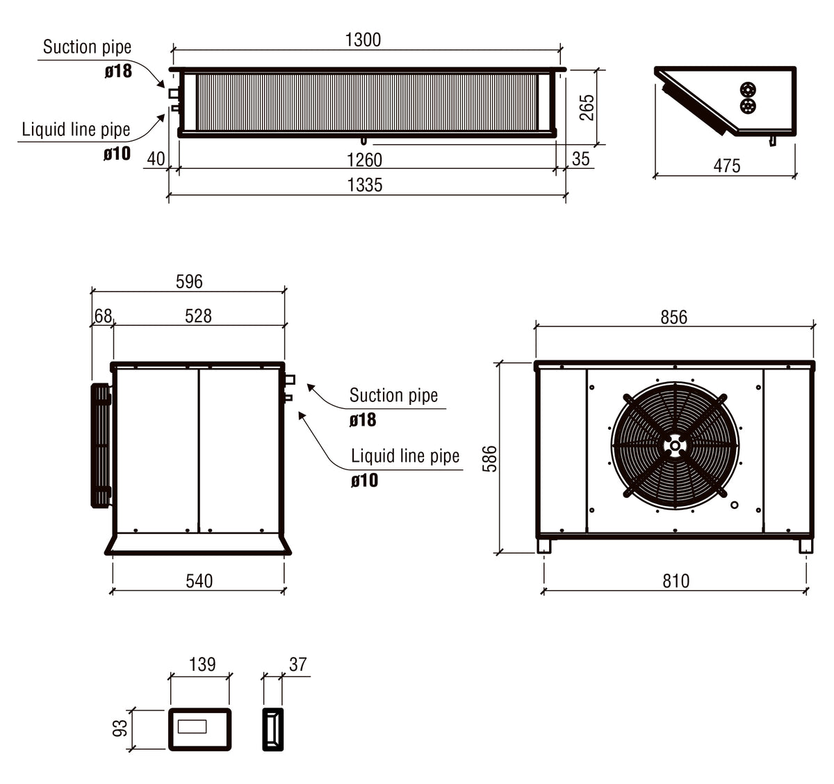 Splittaggregat for fryserom 9,41–18,52 m³, 856x596x586 mm – bilde 4