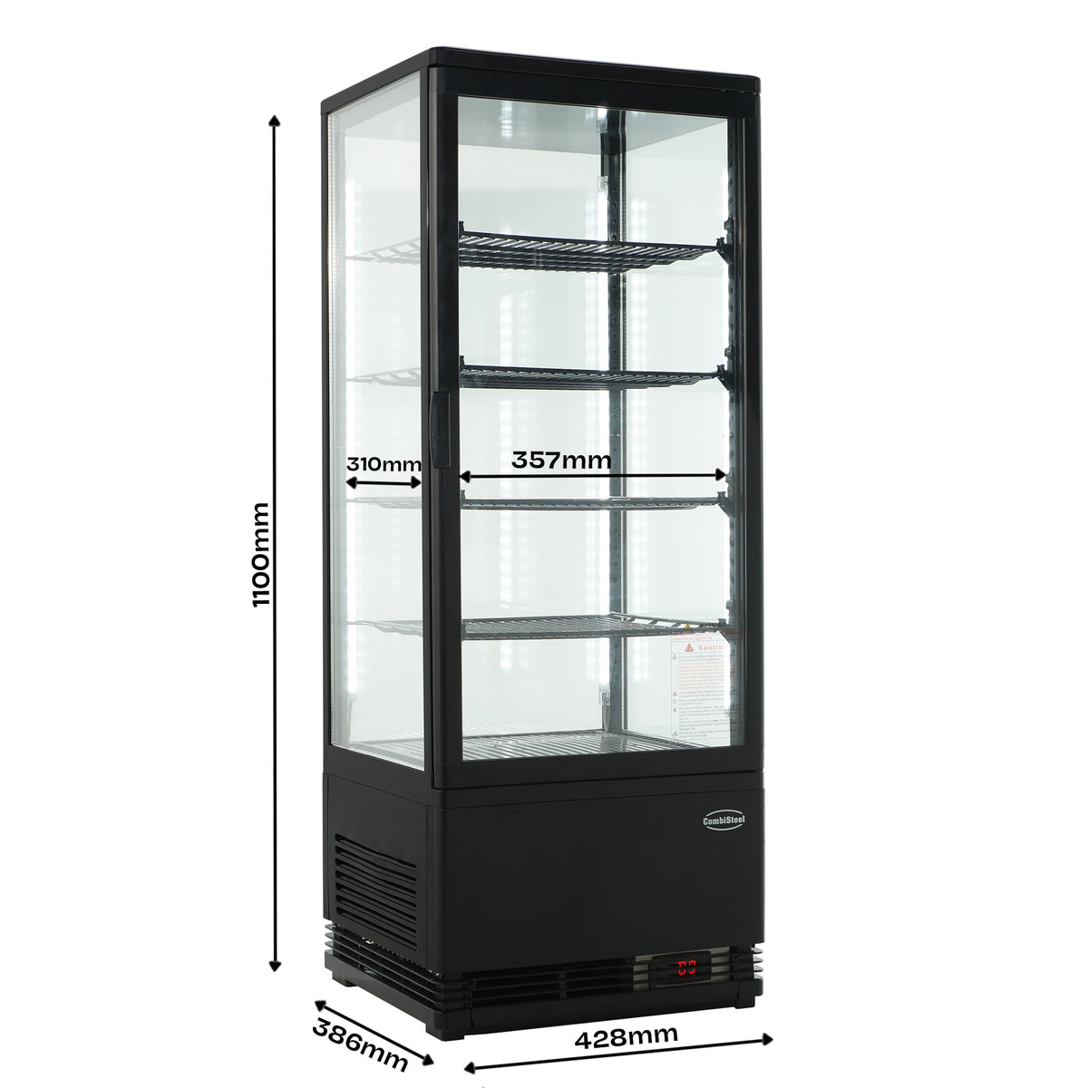 Kjøledisplay 98L, sort, 428x386x1110 mm – bilde 10