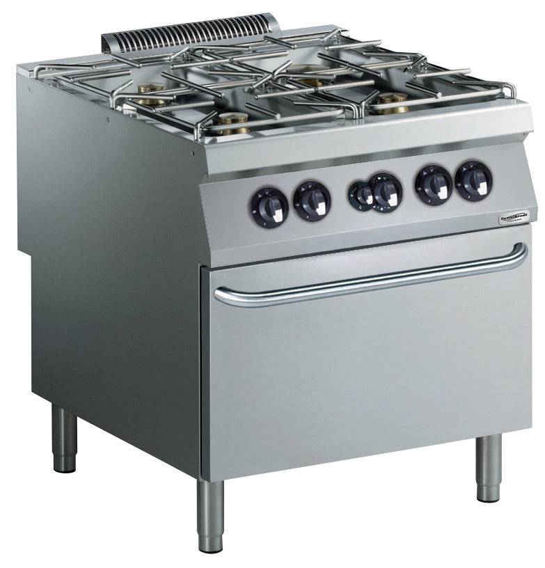 Gasskomfyr Pro 900, 4 brennere med gassovn