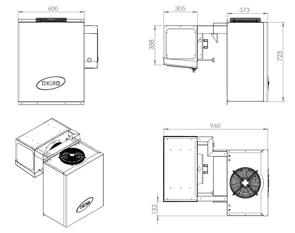 Veggaggregat for kjølerom 9,1–13 m³, 600x960x723 mm – bilde 3