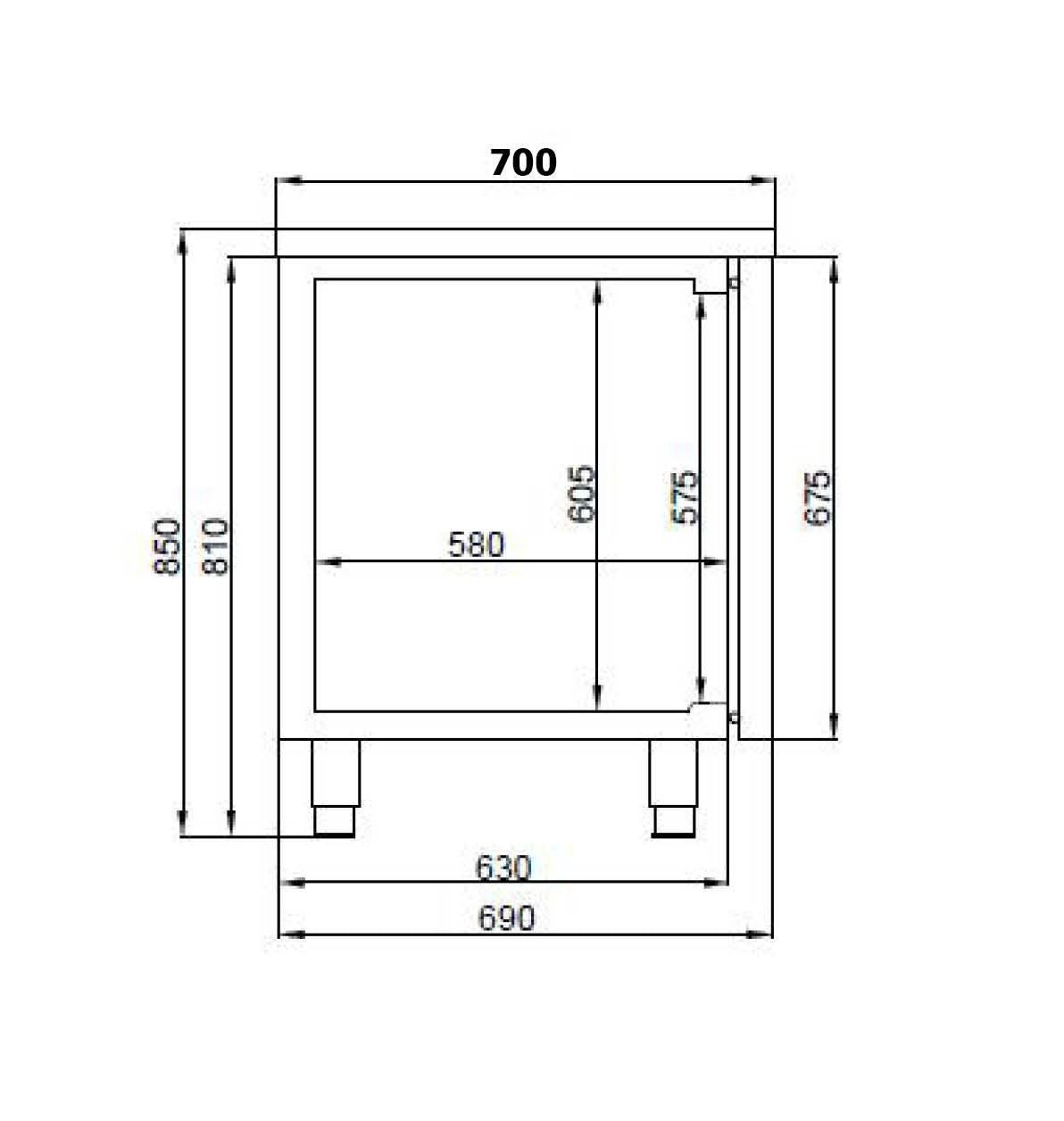 Kjølebenk Pro Line uten aggregat, 3 dører, 1600x700x850 mm – bilde 6