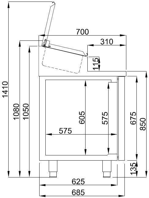Saladette 3 dører 10x 1/3gn beholder