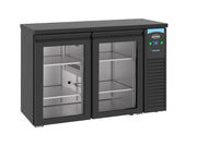Barkjølebenk Pro Line 2 glassdører, sort, 1380x550x950 mm