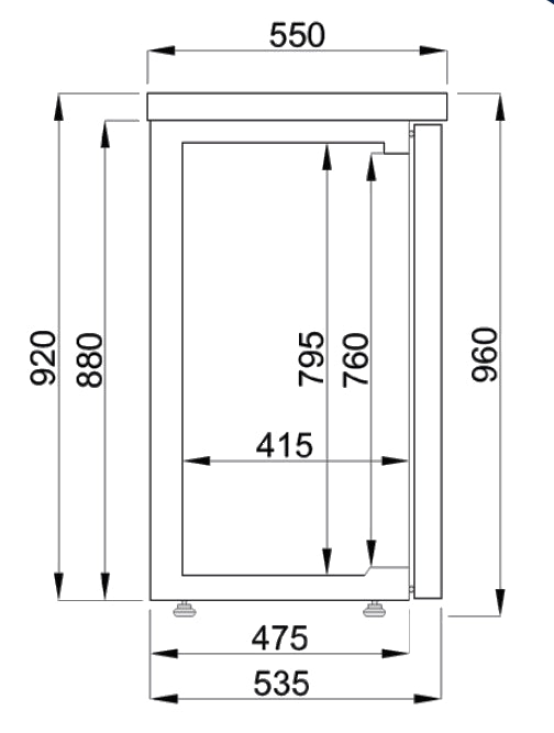 Barcooler sort 4 glassdører