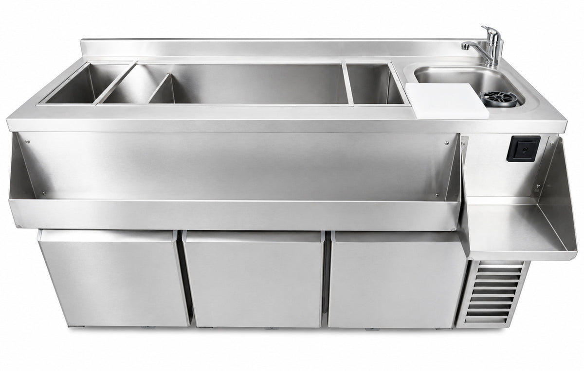 Kjølebenk med cocktailstasjon, 3 dører, 1600x760x1000 mm – bilde 10