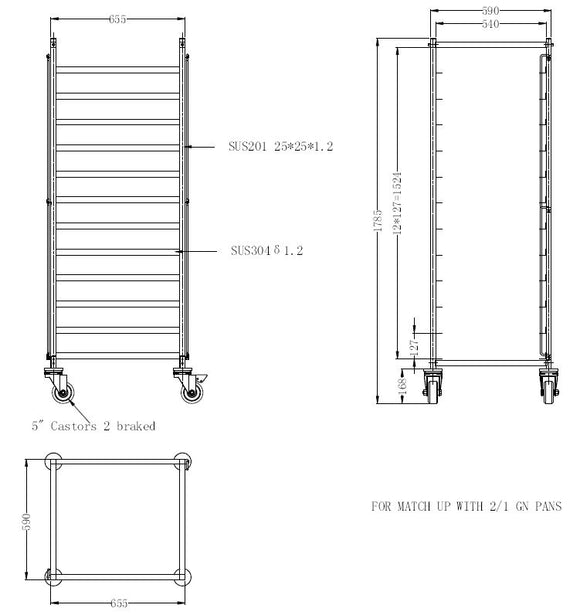 Ryddingsvogn flatpakket 2/1gn