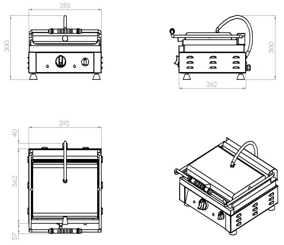 Kontaktgrill rillet