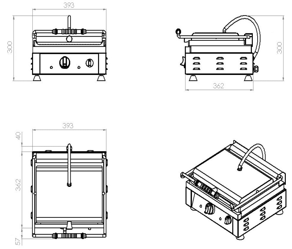 Kontaktgrill glat/riflet