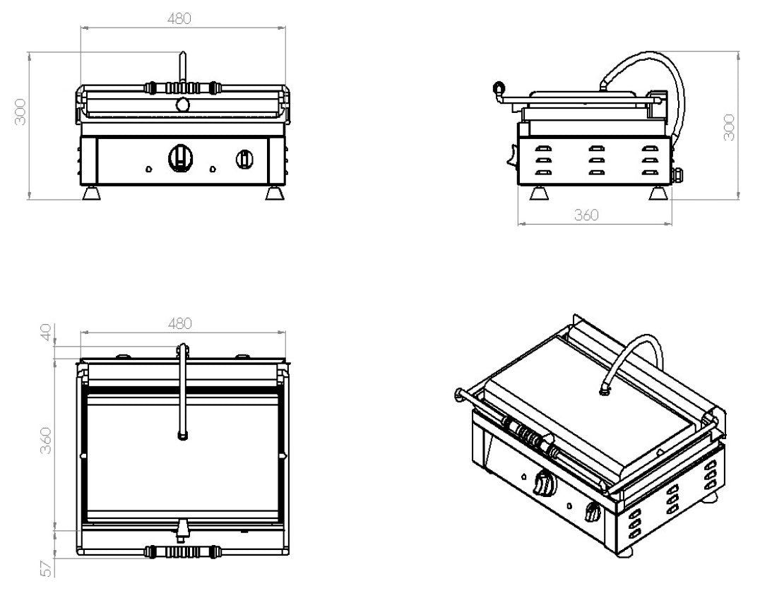 Kontaktgrill rillet