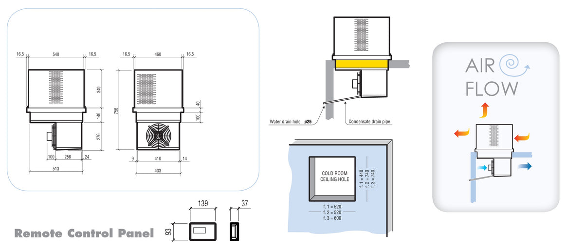 Takaggregat for kjølerom 6–10,4 m³, 460x540x756 mm – bilde 4