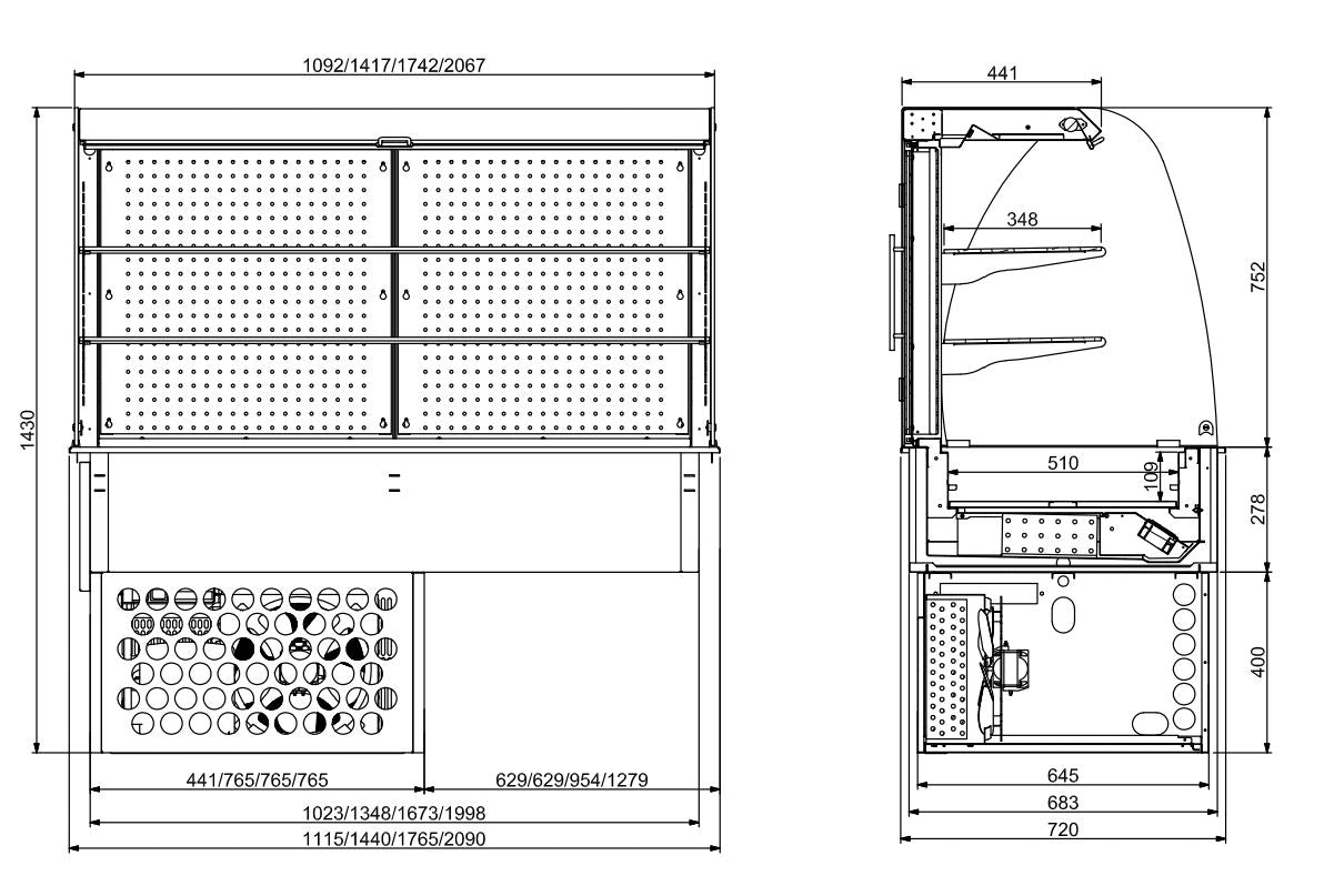 Drop-in buet kjølt display - stengt 5/1