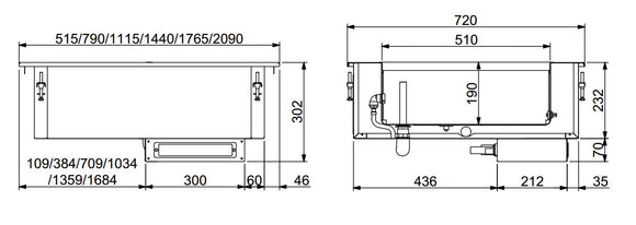 Drop-in bain-marie enhet 4/1 - manuell vannfylling