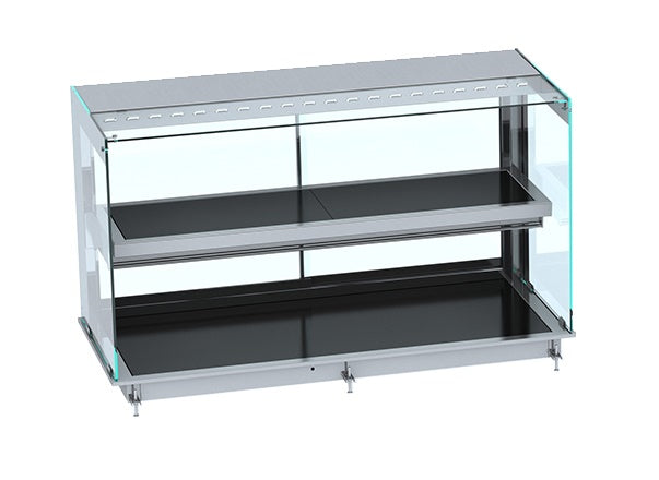 Innfelt varmedisplay kubisk med keramisk plate, sort, 4/1, 1440x720x924 mm