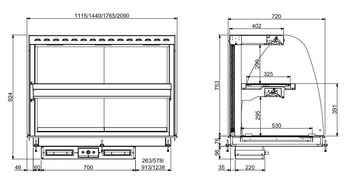Drop-in buet oppvarmet keramisk display - svart 5/1