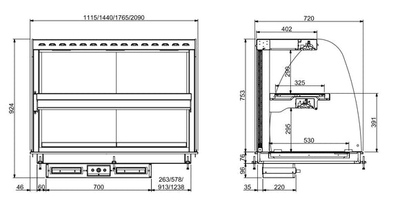 Drop-in buet oppvarmet keramisk display - svart 5/1