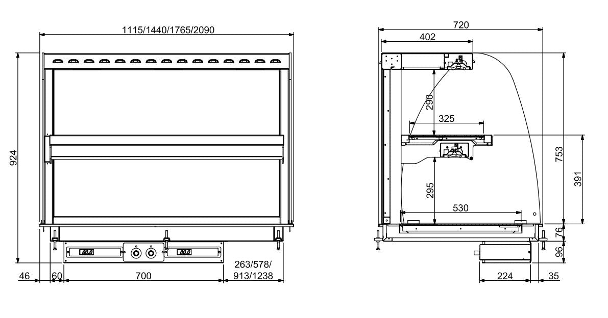 Drop-in buet oppvarmet keramisk display vegg modell - hvit 5/1