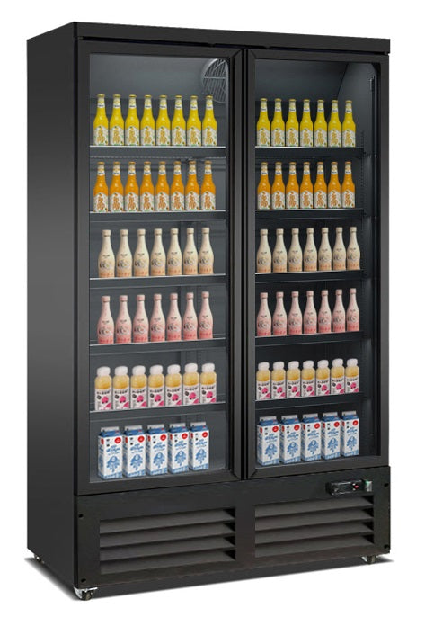 Kjøleskap 2 glassdører CEB-1200R BL, sort, 1250x705x2050 mm