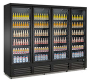 Kjøleskap 4 glassdører CEB-2000R BL, sort, 2500x705x2050 mm