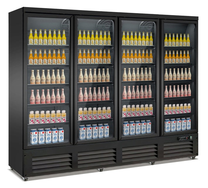 Kjøleskap 4 glassdører CEB-2000R BL, sort, 2500x705x2050 mm