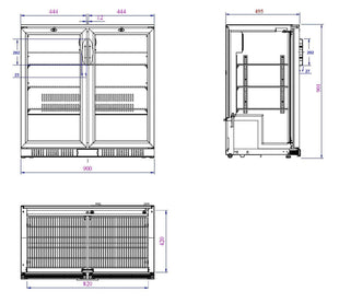 Backbar cooler sort 2 dører