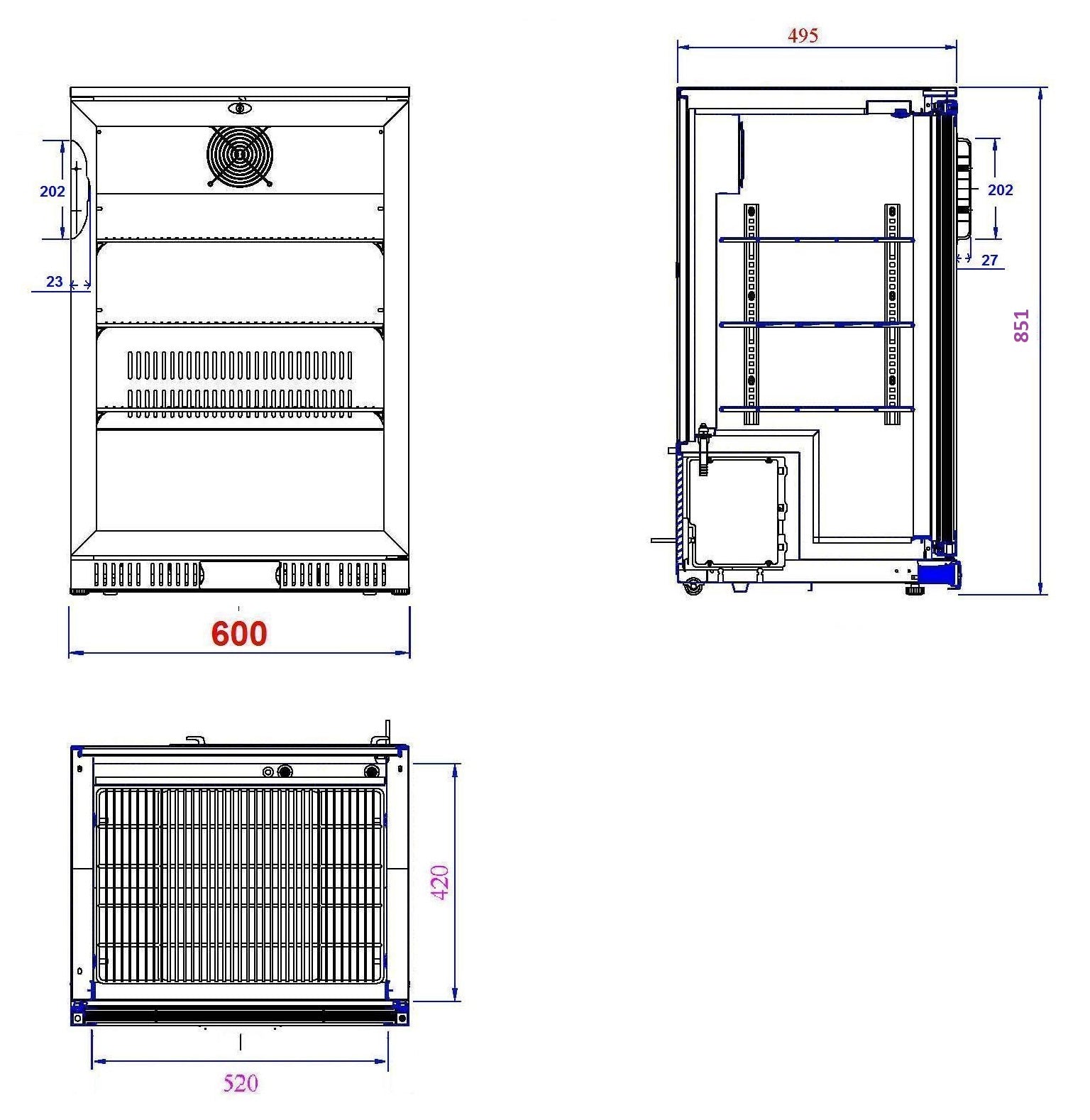 Backbar cooler sort 1 dør