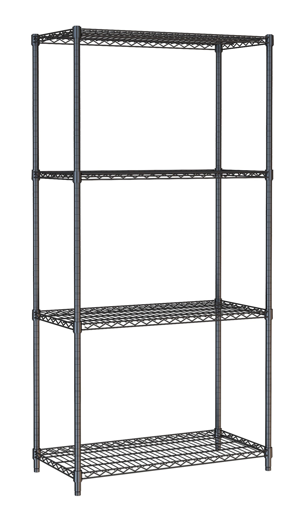 Hyllereol 4 nivåer, flatpakket, sort, 900x450x1800 mm