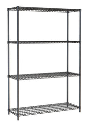 Hyllereol 4 nivåer, flatpakket, sort, 1200x450x1800 mm