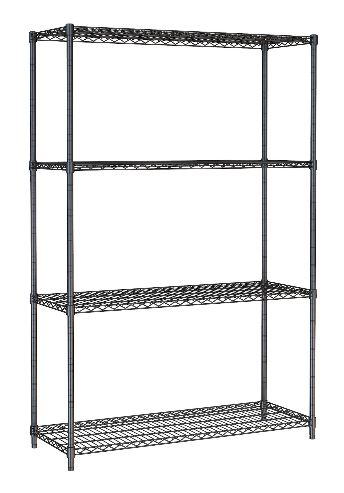 Hyllereol 4 nivåer, flatpakket, sort, 1200x450x1800 mm