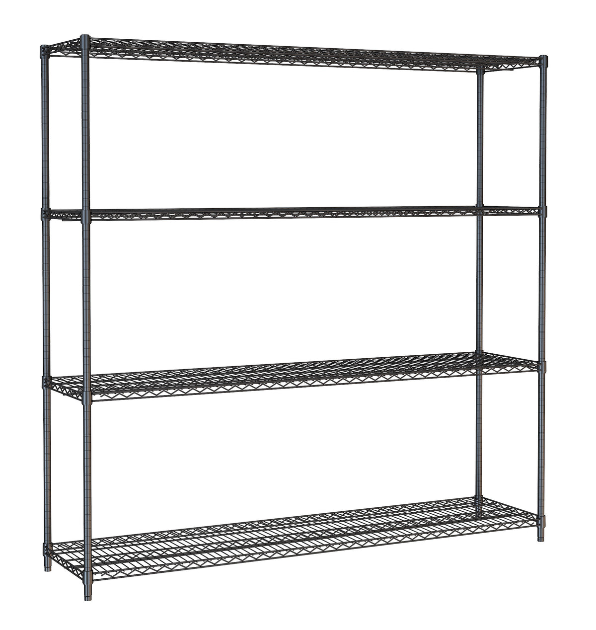 Hyllereol 4 nivåer, flatpakket, sort, 1800x450x1800 mm