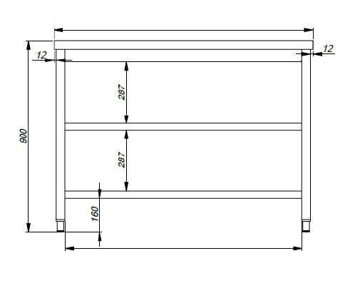 Arbeidsbord 800 m/2 underhyller, 1700 mm – bilde 4