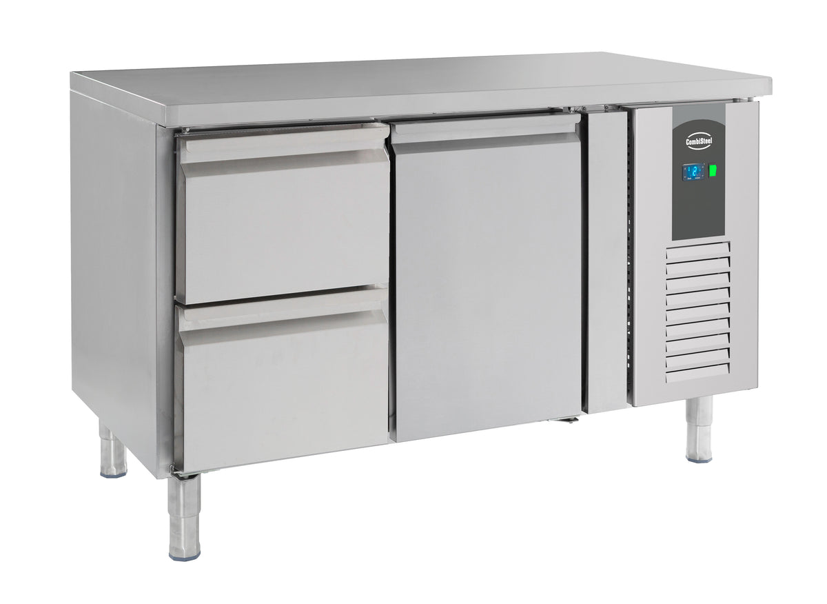 Kjølebenk Standard Line, 1 dør og 2 skuffer, 1360x700x850 mm