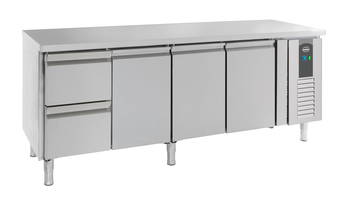 Kjølebenk Standard Line, 3 dører og 2 skuffer, 2230x700x850 mm