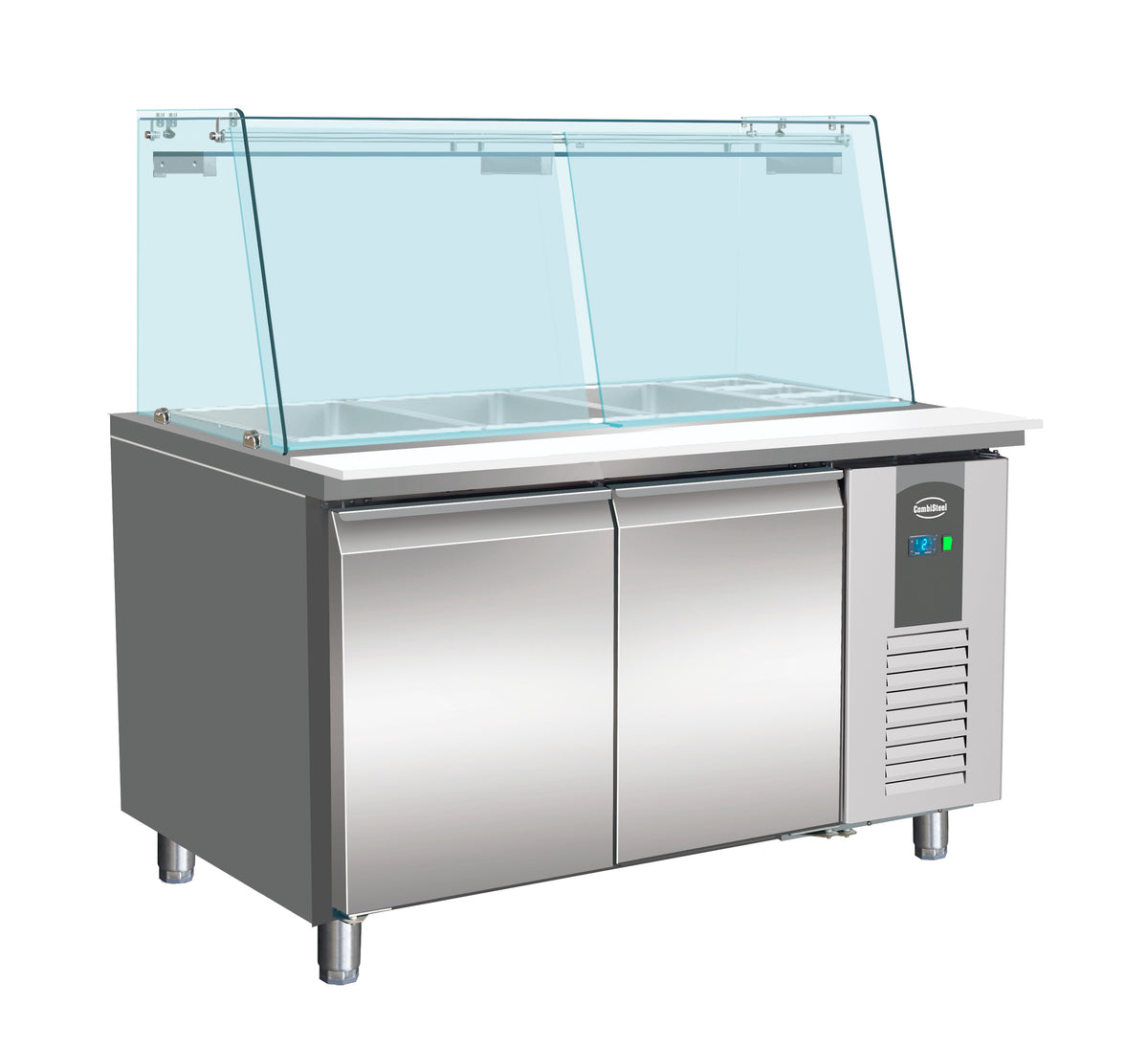 Kjølebenk Standard Line med glassoverbygg, 2 dører, R290, 1360x700x1365 mm