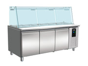 Kjølebenk Standard Line med glassoverbygg, 3 dører, R290, 1795x700x1365 mm