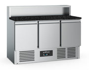 PIZZABENK 3 DØRER 8x1/6GN BENKEPLATE SVART GRANITT