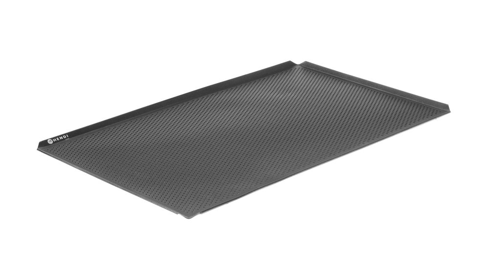 Stekebrett perforert med slippbelegg 600x400, 4 kanter, sort – bilde 3