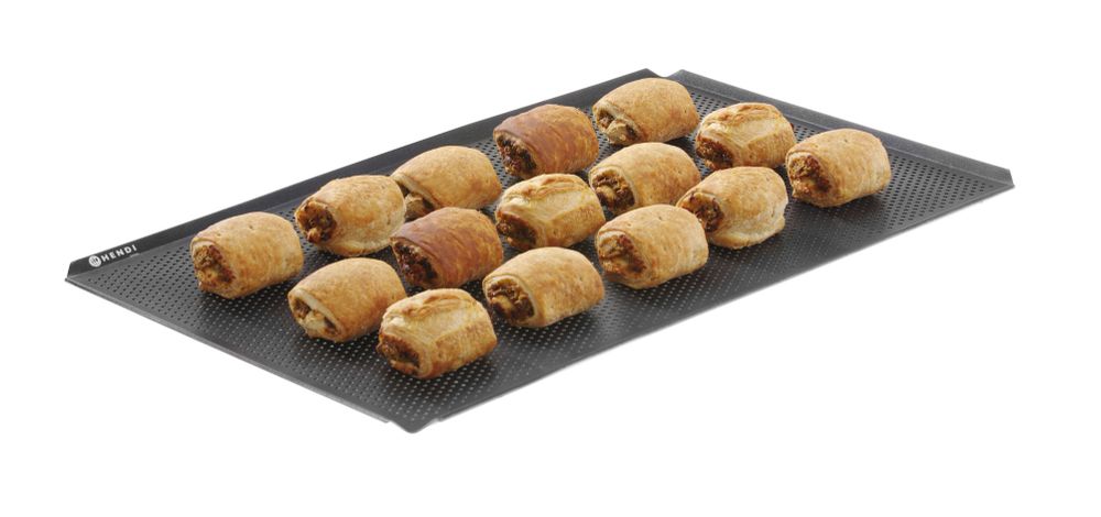 Stekebrett perforert med slippbelegg 600x400, 4 kanter, sort – bilde 4