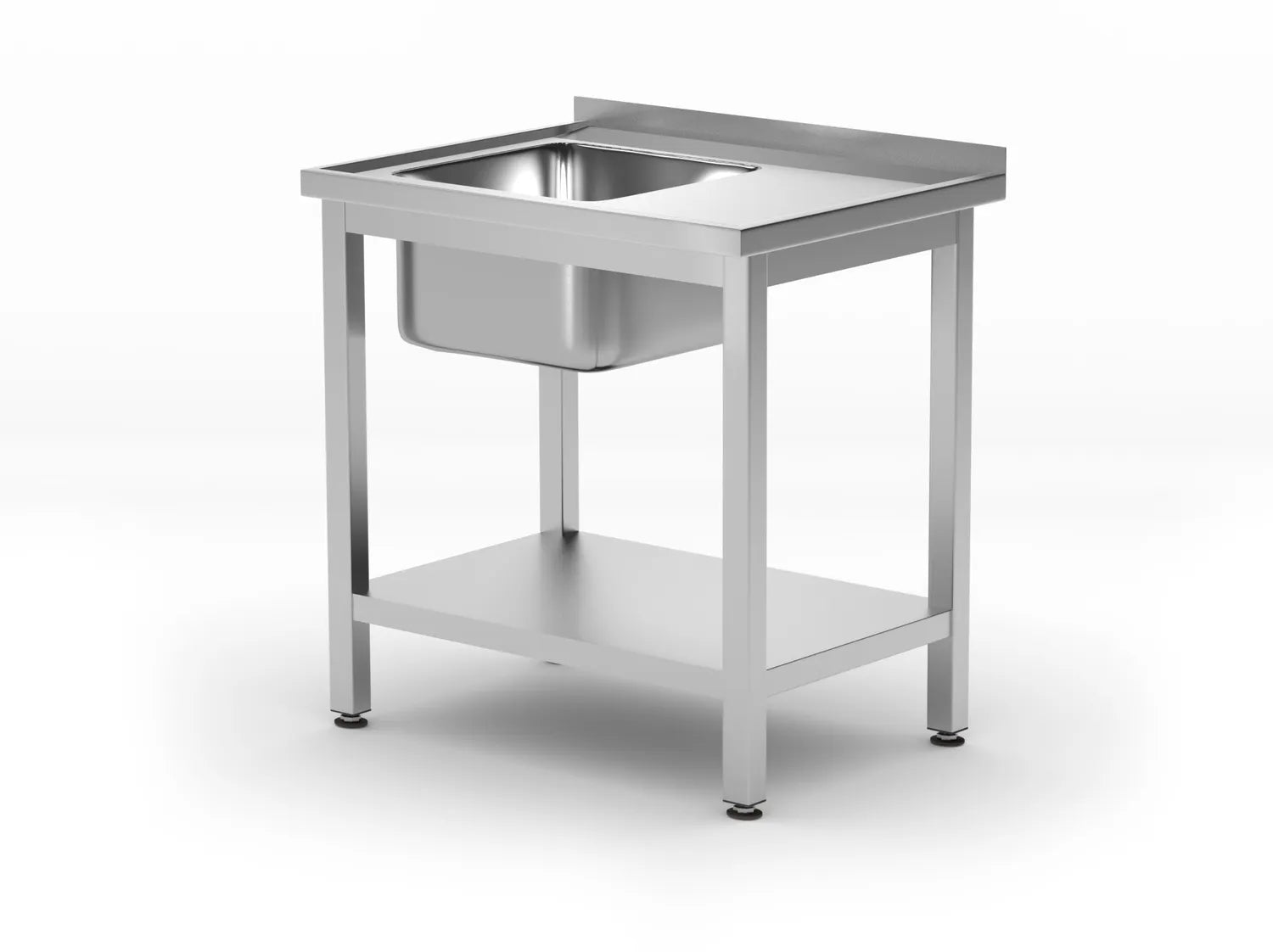 Oppvask bord enkelt med hylle - for selvmontering, vask venstre side, 800x600x (h) 850mm