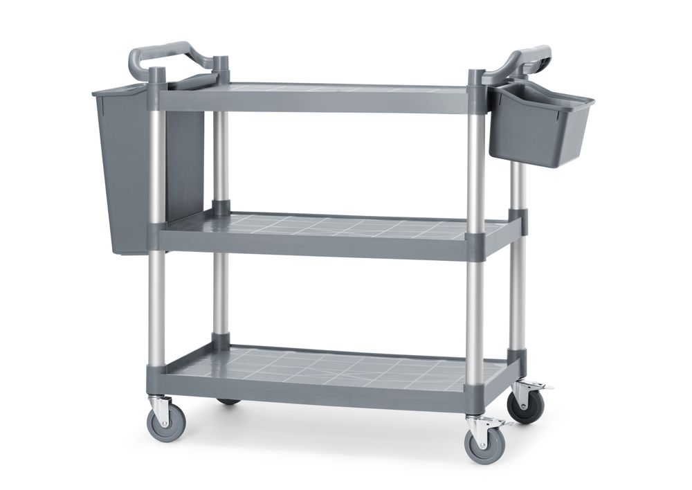 3-hyllers servicevogn av polypropylen, stor, 1010x500x(H)960 mm
