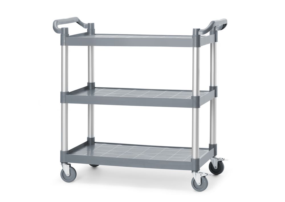 3-hyllers servicevogn av polypropylen, stor, 1010x500x(H)960 mm